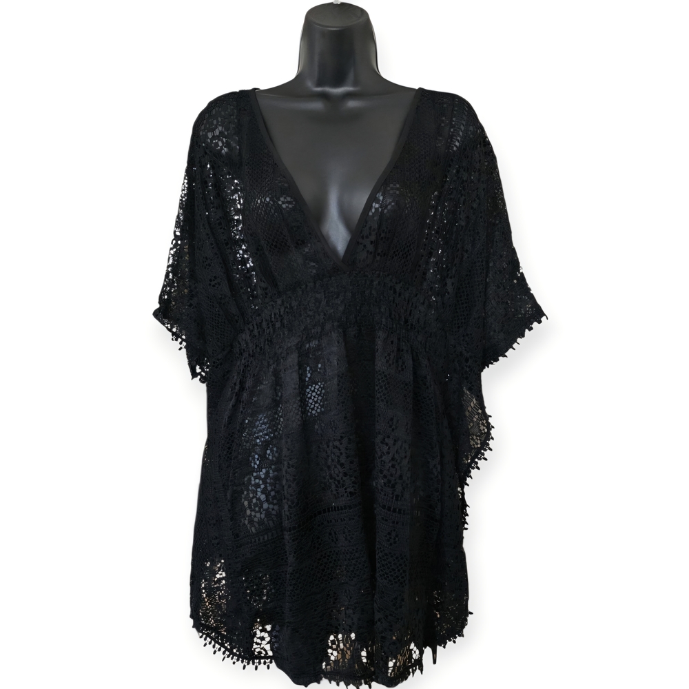❤️Xhilaration Black Crochet Sheer Swim Cover-Up☆